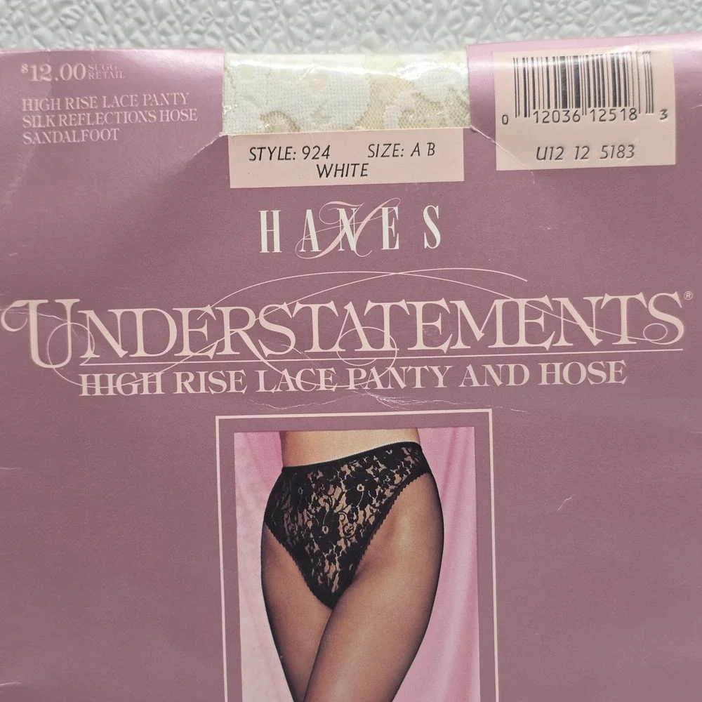 Vintage Hanes Understatements High Rise Lace Panty And Hose White Size AB